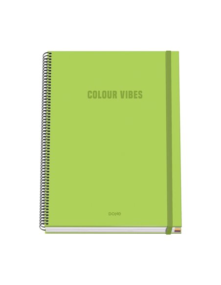 Cahier à spirale Dohe Colour Vives A4 100 feuilles microperforées quadrillées 5 mm - Couverture rigide en carton ligné - Fermetu