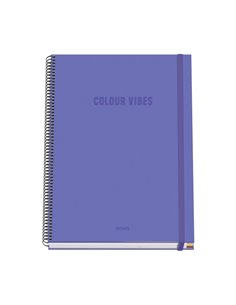 Cahier à spirale Dohe Colour Vives A4 100 feuilles microperforées quadrillées 5 mm - Couverture rigide en carton ligné - Fermetu