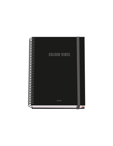 Cahier à spirale Dohe Colour Vives A5, 100 feuilles, quadrillage 5 mm, couverture rigide imprimée en couleur et plastifiée brill