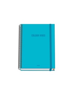 Cahier à spirale Dohe Colour Vives A5, 100 feuilles, quadrillage 5 mm, couverture rigide imprimée en couleur et plastifiée brill