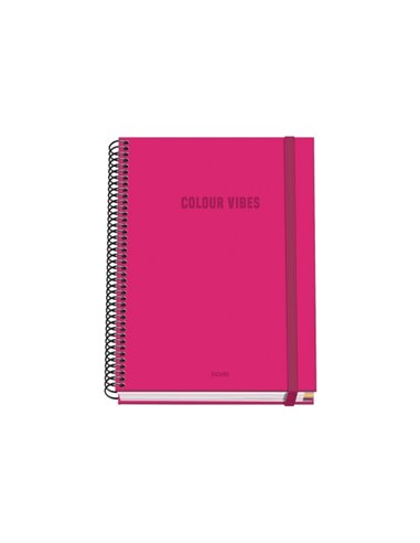 Cahier à spirale Dohe Colour Vives A5, 100 feuilles, quadrillage 5 mm, couverture rigide imprimée en couleur et plastifiée brill