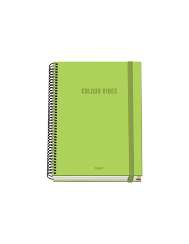Cahier à spirale Dohe Colour Vives A5, 100 feuilles, quadrillage 5 mm, couverture rigide imprimée en couleur et plastifiée brill