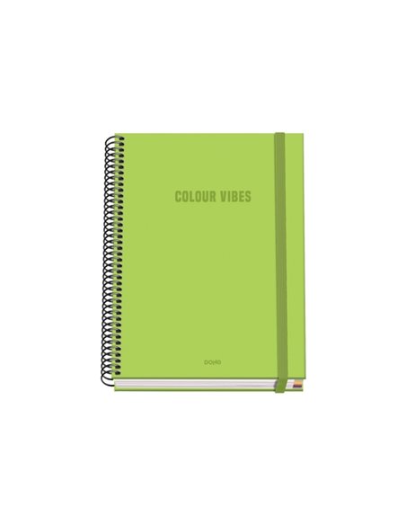 Cahier à spirale Dohe Colour Vives A5, 100 feuilles, quadrillage 5 mm, couverture rigide imprimée en couleur et plastifiée brill