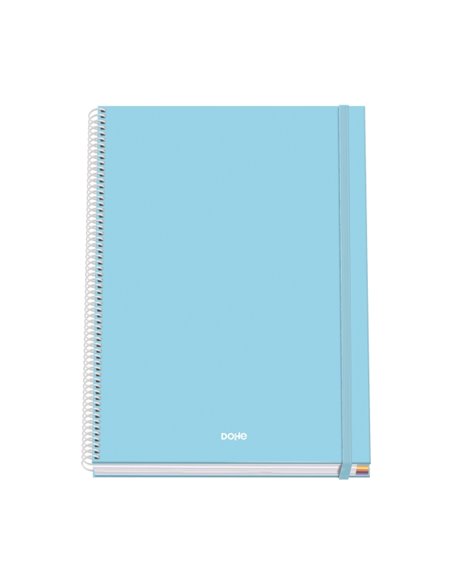 Cahier à spirale Dohe Serenity A4, 100 feuilles microperforées, quadrillage 5 mm, couverture rigide, carton ligné, fermeture en 