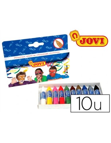 Bâtonnet maquillage jovi nettoyage eau savon coloris assortis coffret 10 unités 4g.