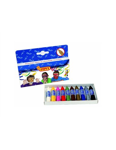 Bâtonnet maquillage jovi nettoyage eau savon coloris assortis coffret 10 unités 4g.