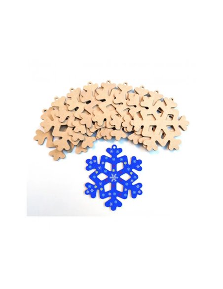 Lot d etoiles de neige culture club en bois avec trou de suspension 12.9x12.3cm coloris naturel.
