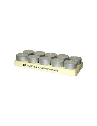 Lot de bougies chauffe-plat culture club avec socle metal 10 unites.