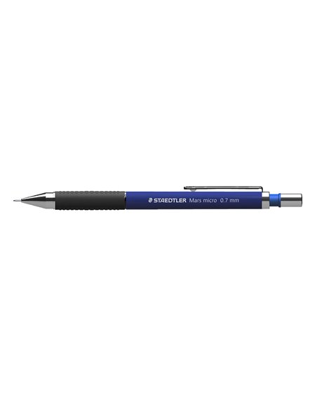 Porte-mine staedtler mars micro 0.7mm embout et agrafe métalliques grip caoutchouc amortisseur mine.