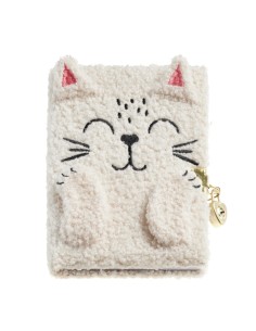 Journal intime en peluche Miquel Rius Back2Fun, chat - 80 feuilles lignées de papier 80 g/m² - Serrure à clé