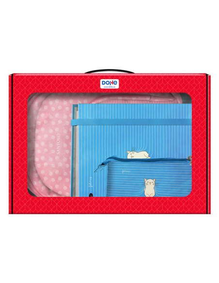 Grand sac à dos Dohe Santoro Felines + trousse triple + classeur A4 4 anneaux avec recharge de 100 feuilles