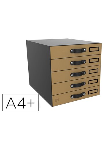 Module de classement savana oxford 5 tiroirs a4+ poignees ergonomiques carton recycle.