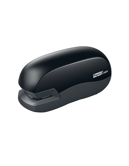 Agrafeuse électrique rapid 20ex 72x56x147mm 20 feuilles agrafes 24/6 et 26/6 coloris noir.