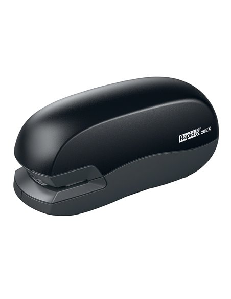 Agrafeuse électrique rapid 20ex 72x56x147mm 20 feuilles agrafes 24/6 et 26/6 coloris noir.