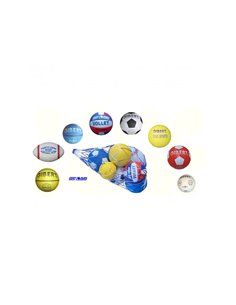 Ballon first loisirs entrainement caoutchouc + filet transport lot de 8 unites.