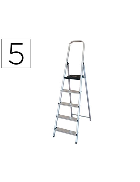 Escabeau q-connect aluminium 450x850x1720mm 5 marches 4.75k g poids maximum supporté 150kg.