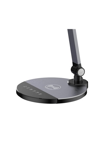 Lampe de bureau q-connect profesionnelle aluminum chargeur smartphone 9w 120 led cct 3000k-6300k 600lm.