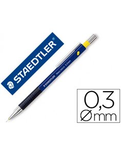 Porte-mine staedtler mars micro 0.3mm embout et agrafe métalliques grip caoutchouc amortisseur mine.