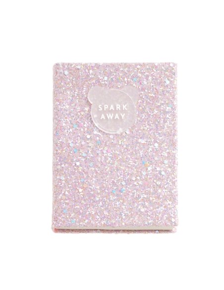 Cahier collé Miquel Rius Back2Fun avec couverture pailletée rose et patch en silicone - 96 feuilles unies de 100 g/m²