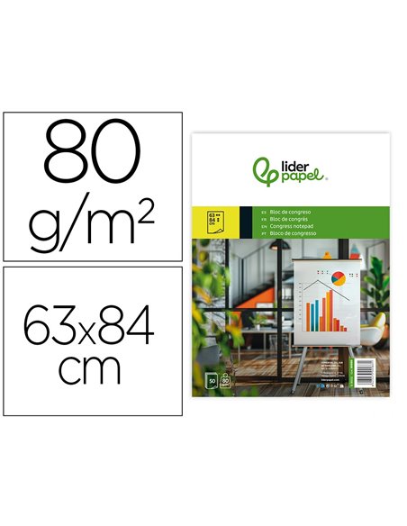 Bloc conférence liderpapel 63x84cm papier uni 80g/m2 conventions réunions 50f.