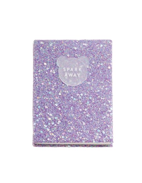 Cahier collé Miquel Rius Back2Fun avec couverture pailletée lilas et patch en silicone - 96 feuilles pointillées de papier 100 g