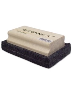 Brosse effaceur q-connect tableau vert/tableau blanc poignée en bois base feutrine 11x7cm.