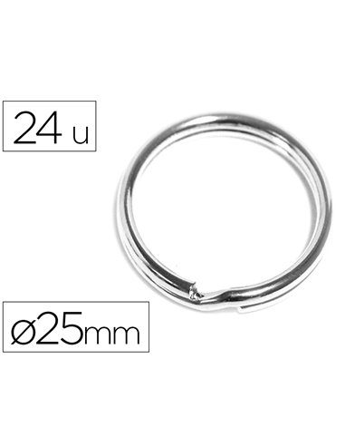 Anneau double insspiro porte-cles metal argente diametre 25mm sachet 24 unites.