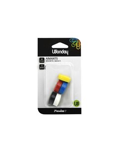 Aimant wonday rond diamètre 25mm coloris assortis blister 5 unités.