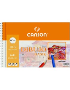 Carnet de croquis Canson Basik A4+ avec cadre - 20 feuilles microperforées 130 g/m² - Blanc