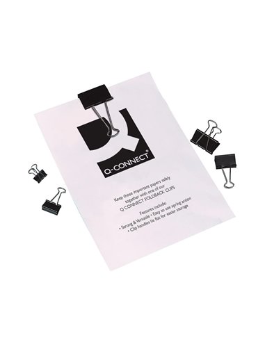 Pince q-connect double clip largeur 19mm coloris noir boite carton 10 unites.