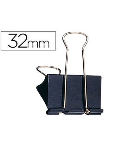 Pince q-connect double clip largeur 32mm coloris noir boite carton 10 unites.