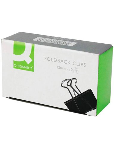 Pince q-connect double clip largeur 32mm coloris noir boite carton 10 unites.