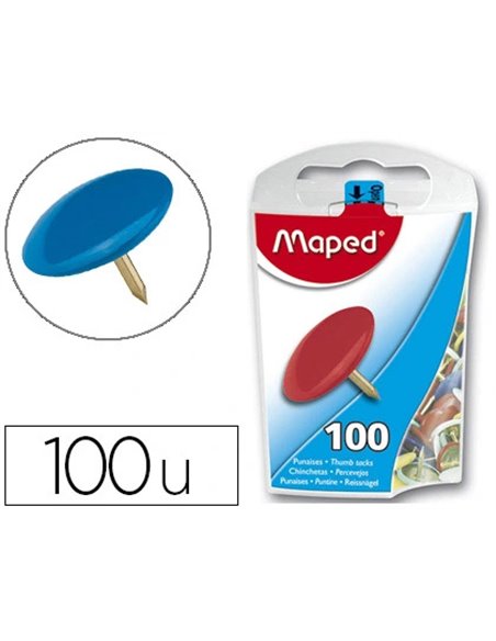 Punaise maped coloris assortis diamètre 10mm boîte distributrice 100 unités.