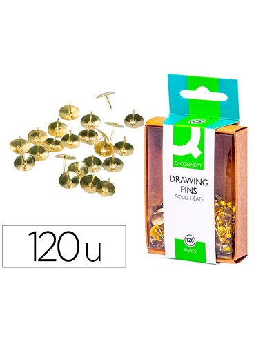 Punaise q-connect laiton diamètre 10mm boîte plastique 120 unités.