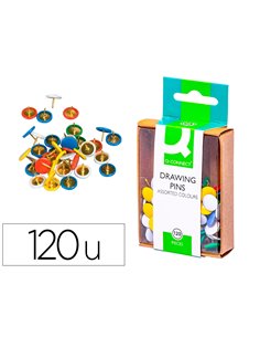 Punaise q-connect diamètre 10mm coloris assortis boîte plastique 120 unités.