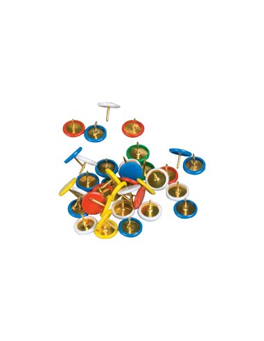 Punaise q-connect diamètre 10mm coloris assortis boîte plastique 120 unités.