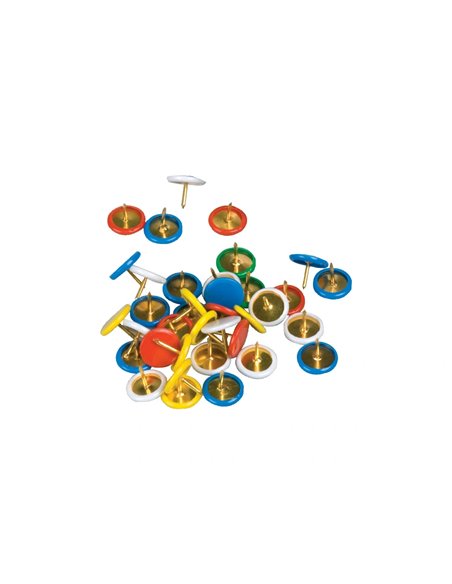 Punaise q-connect diamètre 10mm coloris assortis boîte plastique 120 unités.