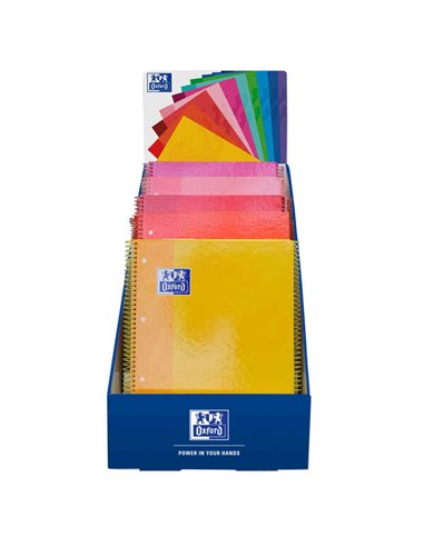 Oxford Europeanbook 1 Classic Vitrine avec 25 cahiers à spirales A4+, 80 feuilles, grille microperforée 5x5, couverture extra ri