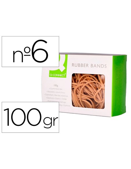 Bracelet caoutchouc q-connect n.6 60x2mm boîte fenêtre 100g.