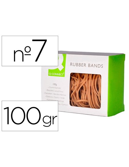 Bracelet caoutchouc q-connect n.7 70x2mm boîte fenêtre 100g.