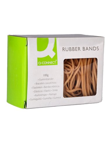 Bracelet caoutchouc q-connect n.7 70x2mm boîte fenêtre 100g.