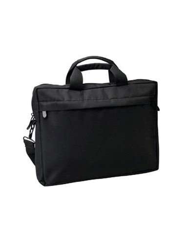 Sacoche sign ordinateur portable 15.6" polyester 280x350x60mm poche zippée extérieure poche scratch dos bandoulière noir.