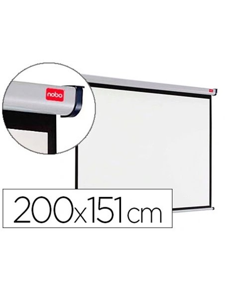 Écran projection nobo mural format 16/10 2 fixations mur ou plafond escamotable poids 7.22kg 200x151cm.