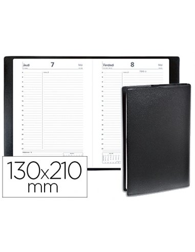 Agenda quo vadis chantier abp113 mois janvier/janvier 130x210mm 1 jour 1 page coloris noir.