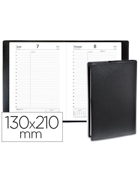Agenda quo vadis chantier abp113 mois janvier/janvier 130x210mm 1 jour 1 page coloris noir.