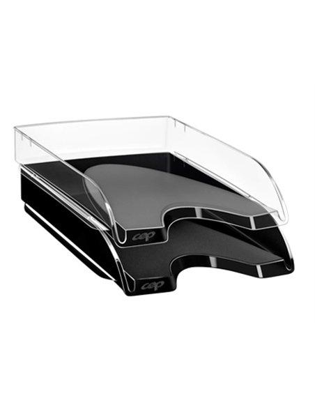 Corbeille à courrier cep polystyrène antichoc superposable verticale/escalier option 4 rehausses 350x255x65mm noir.