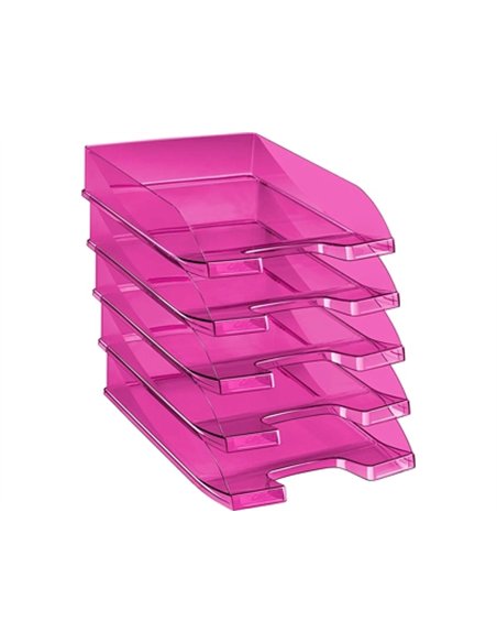 Corbeille à courrier cep first tonic polypropylène antichoc préhension facile 350x255x65mm coloris rose.