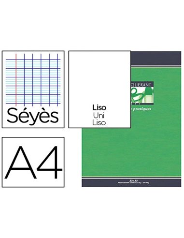 Cahier travaux pratiques piqué conquérant sept couverture offset a4 21x29,7cm 64 pages 70g 32 séyès/32 unies dessin 120g.