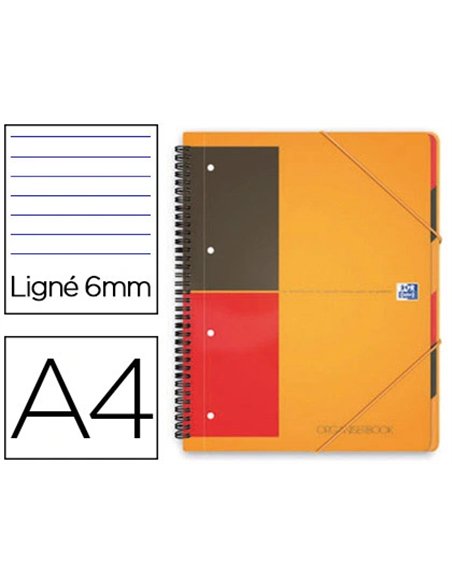 Cahier trieur oxford organiser book optik paper couverture polypropylène 160 pages ligné 3 rabats fermeture élastique.