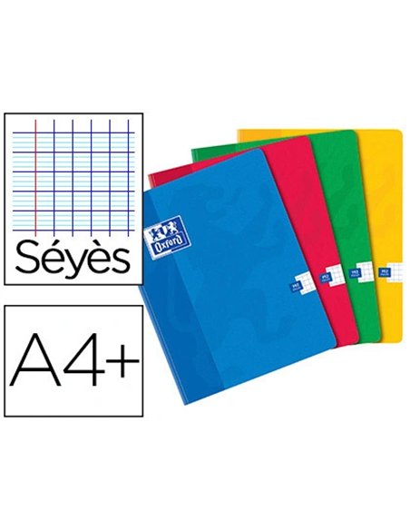 Cahier broché oxford brochure souple optik paper couverture pelliculée lavable a4+ 24x32cm 192 pages 90g séyès.